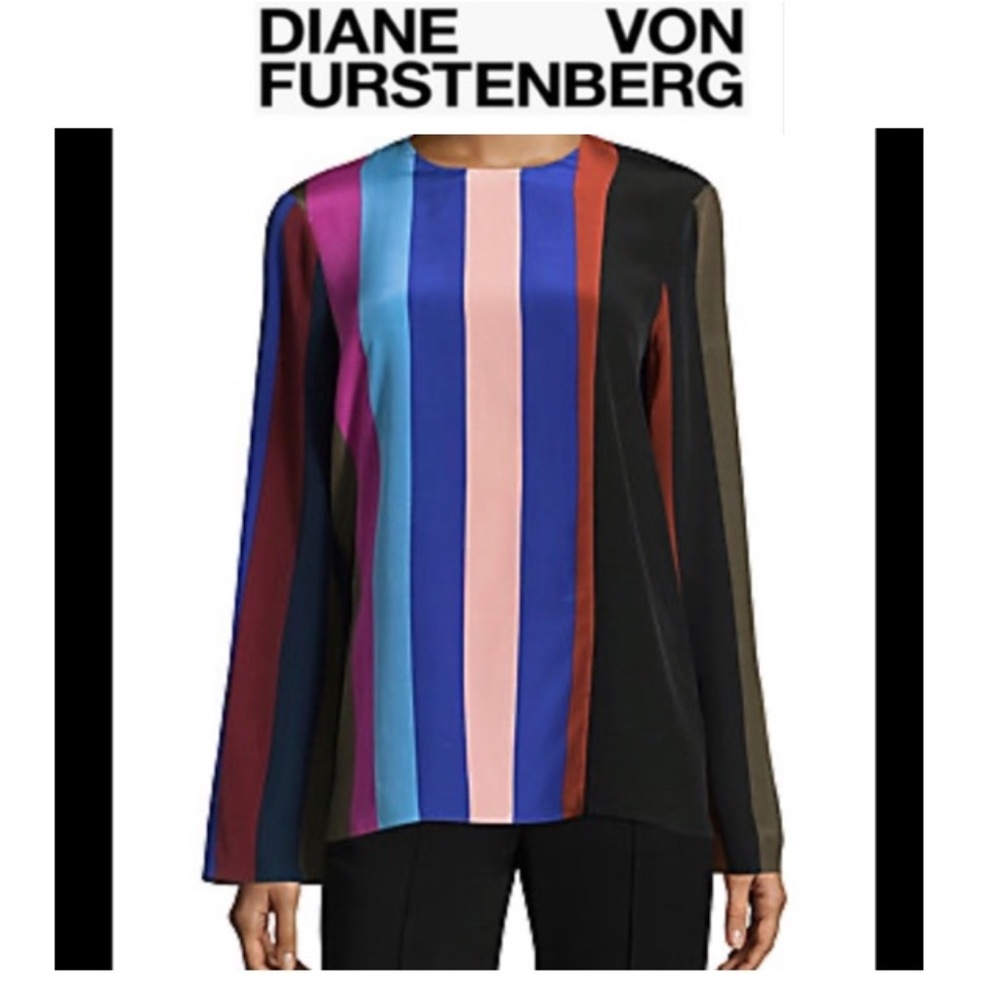 NWOT DVF Striped Silk blouse, size 2